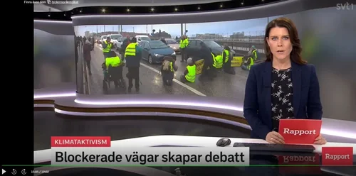 Nyhetssändning "Rapport" på SVT som rapporterar om Återställ Våtmarker.