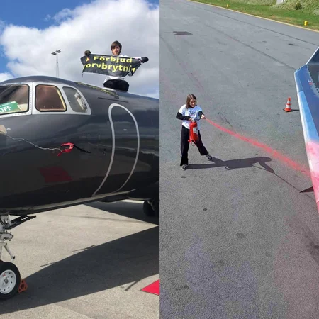 Aktivister på flygplatsen i Bromma