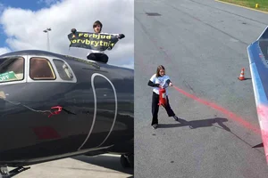 Aktivister på flygplatsen i Bromma