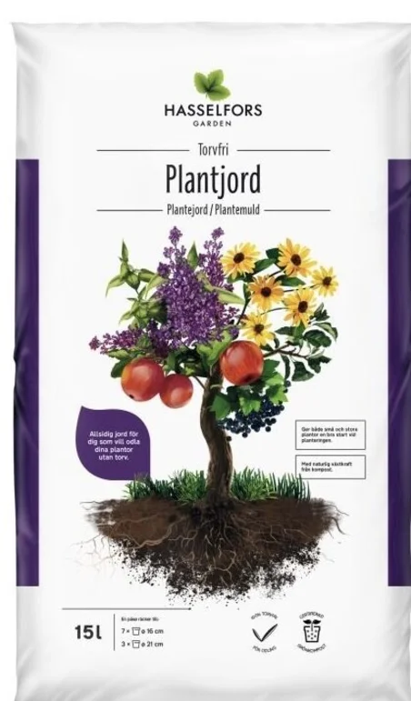 Förpackning plantjord från Hasselfors