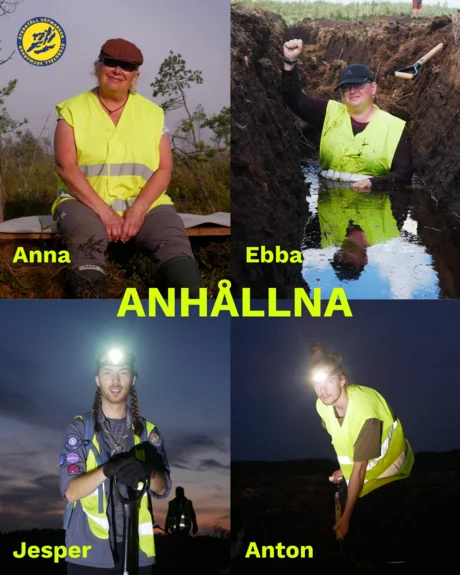 Montage av fyra foto som visar personer som är anhållna på grund av kampen för klimatet
