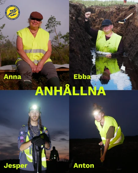 Montage av fyra foto som visar personer som är anhållna på grund av kampen för klimatet