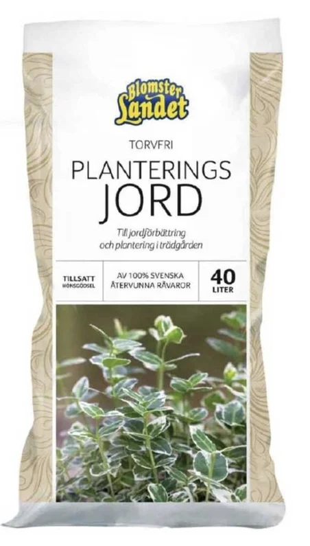 Förpackning plantjord från Blomsterlandet