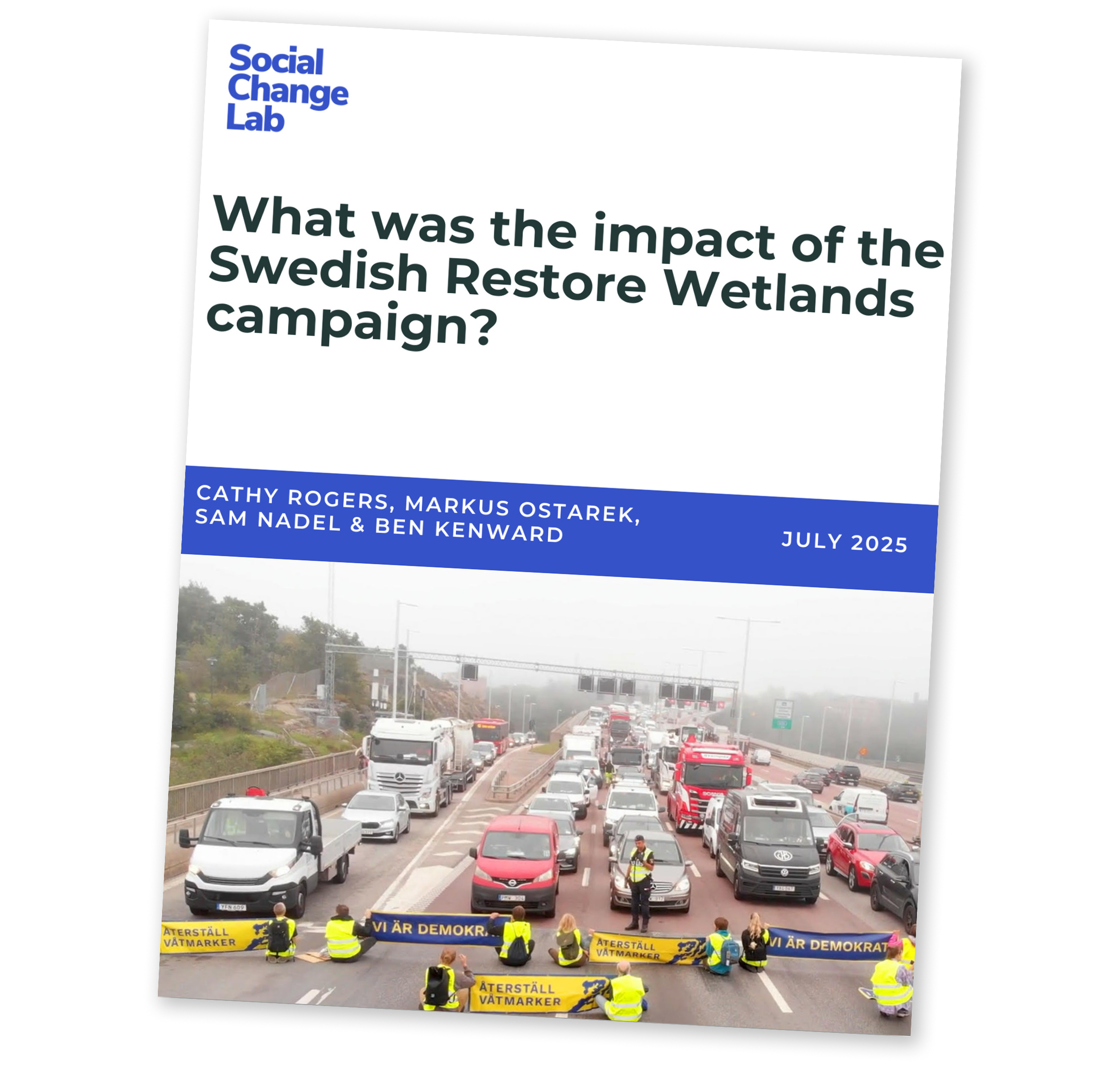 Cover page of the report on Restoring Wetlands produced by Social Change Lab